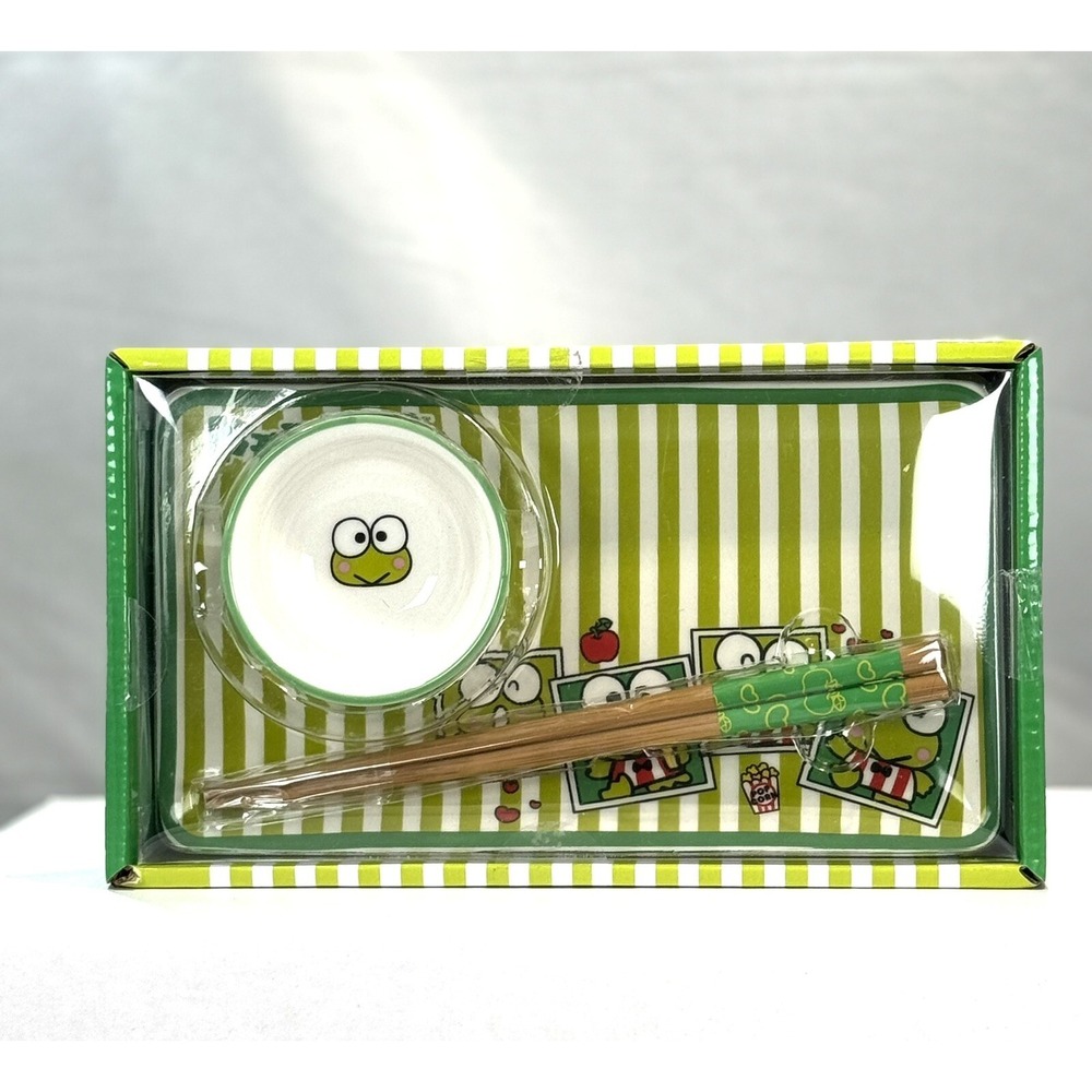 Sanrio Keroppi Ceramic 3 Piece Sushi PLATE Set NEW